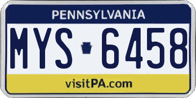 PA license plate MYS6458
