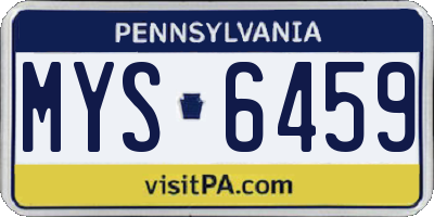 PA license plate MYS6459