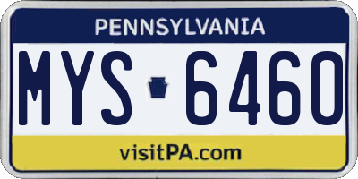PA license plate MYS6460