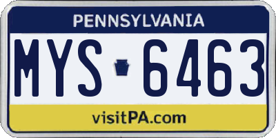 PA license plate MYS6463