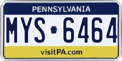 PA license plate MYS6464