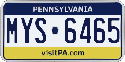 PA license plate MYS6465