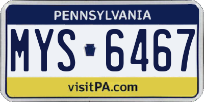 PA license plate MYS6467