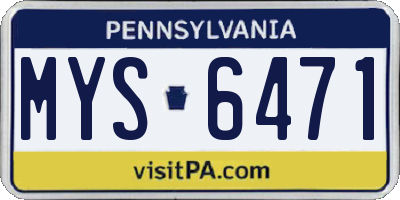 PA license plate MYS6471