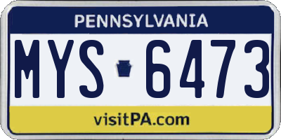 PA license plate MYS6473