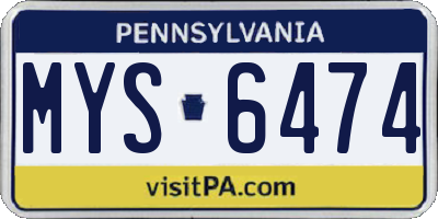 PA license plate MYS6474