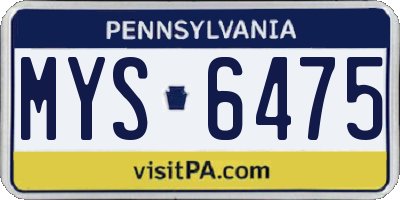 PA license plate MYS6475