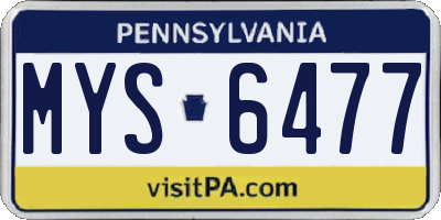 PA license plate MYS6477