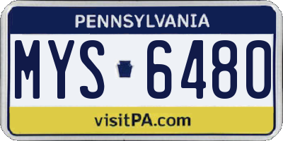 PA license plate MYS6480