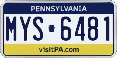PA license plate MYS6481