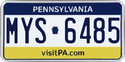PA license plate MYS6485