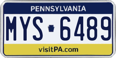 PA license plate MYS6489