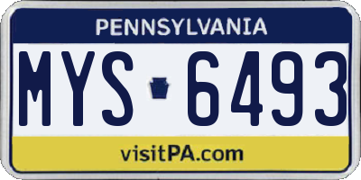PA license plate MYS6493
