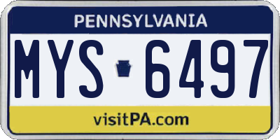 PA license plate MYS6497