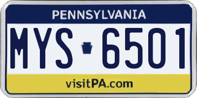 PA license plate MYS6501