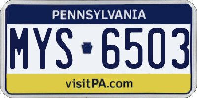 PA license plate MYS6503