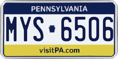 PA license plate MYS6506