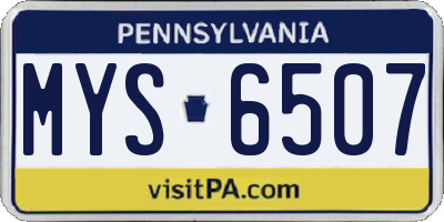 PA license plate MYS6507