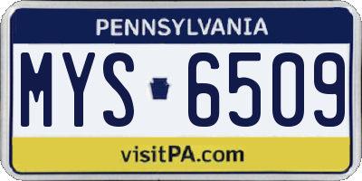 PA license plate MYS6509