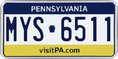PA license plate MYS6511