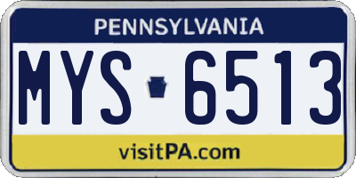 PA license plate MYS6513