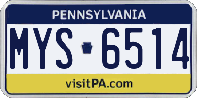 PA license plate MYS6514