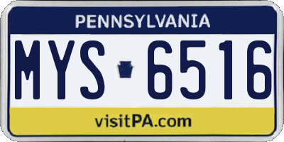 PA license plate MYS6516