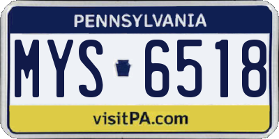PA license plate MYS6518
