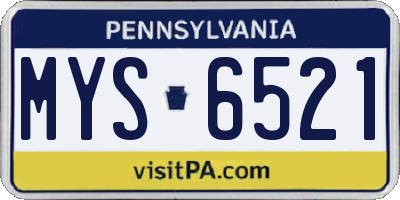 PA license plate MYS6521