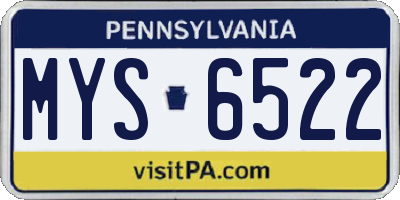 PA license plate MYS6522