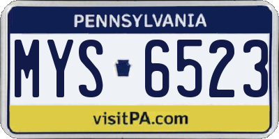 PA license plate MYS6523