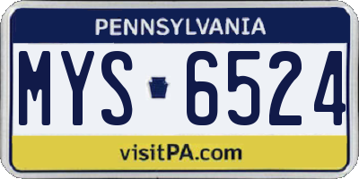 PA license plate MYS6524