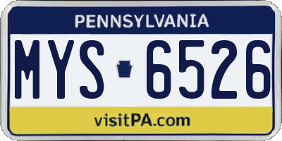PA license plate MYS6526