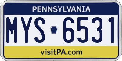 PA license plate MYS6531