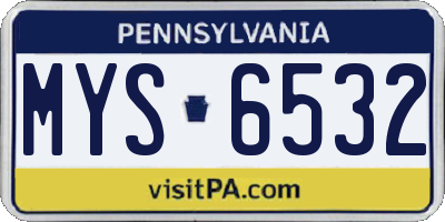 PA license plate MYS6532