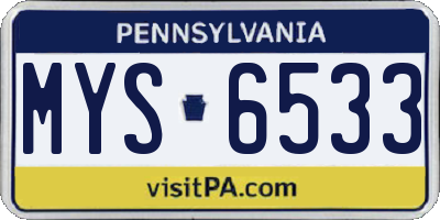 PA license plate MYS6533