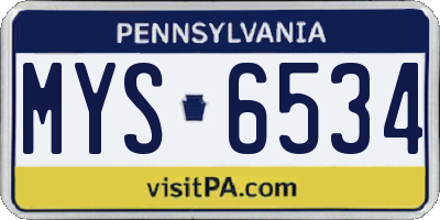 PA license plate MYS6534