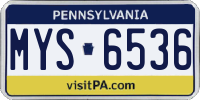 PA license plate MYS6536