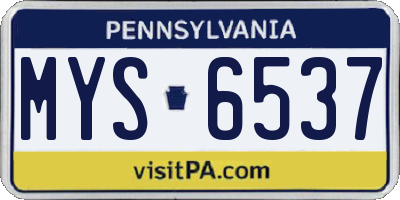 PA license plate MYS6537