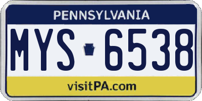 PA license plate MYS6538