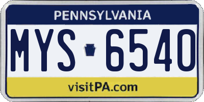 PA license plate MYS6540