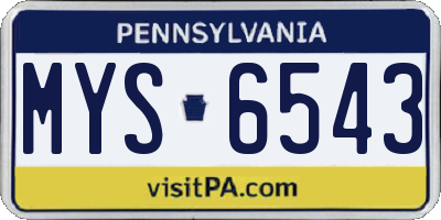 PA license plate MYS6543