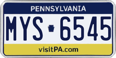 PA license plate MYS6545