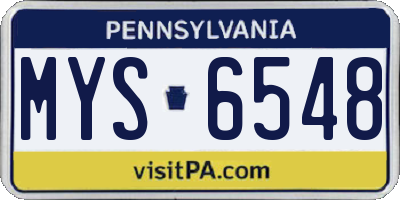 PA license plate MYS6548