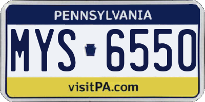 PA license plate MYS6550