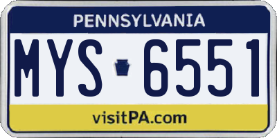 PA license plate MYS6551