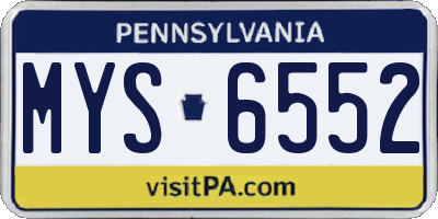 PA license plate MYS6552