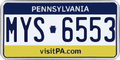 PA license plate MYS6553