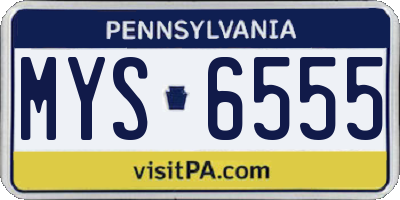 PA license plate MYS6555