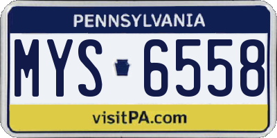 PA license plate MYS6558